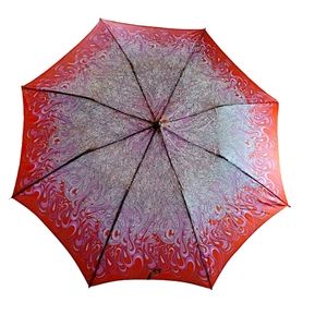 Unique Vintage 70s Psychedelia Print Red Pink and Blue Umbrella